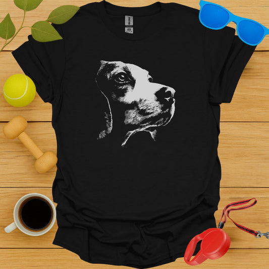 Thoughtful Dog Design on Black Graphic T-Shirt Product