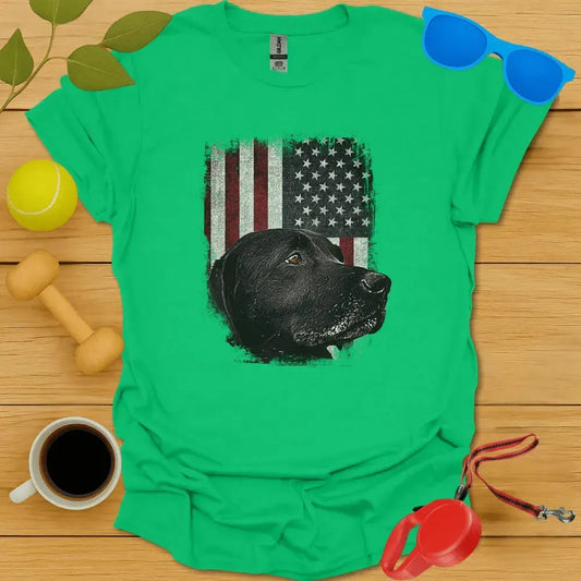 Black Lab American Flag Tee