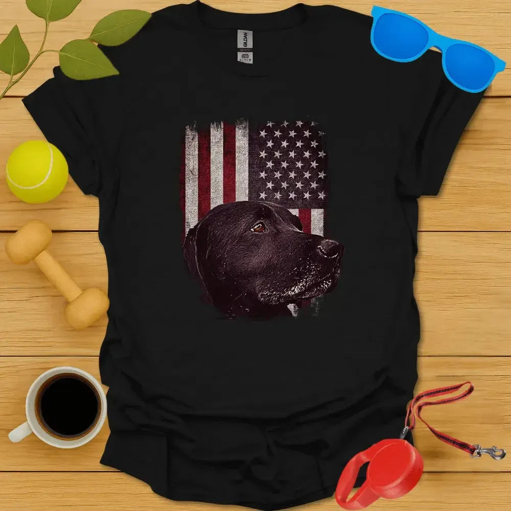 Black Lab American Flag Tee