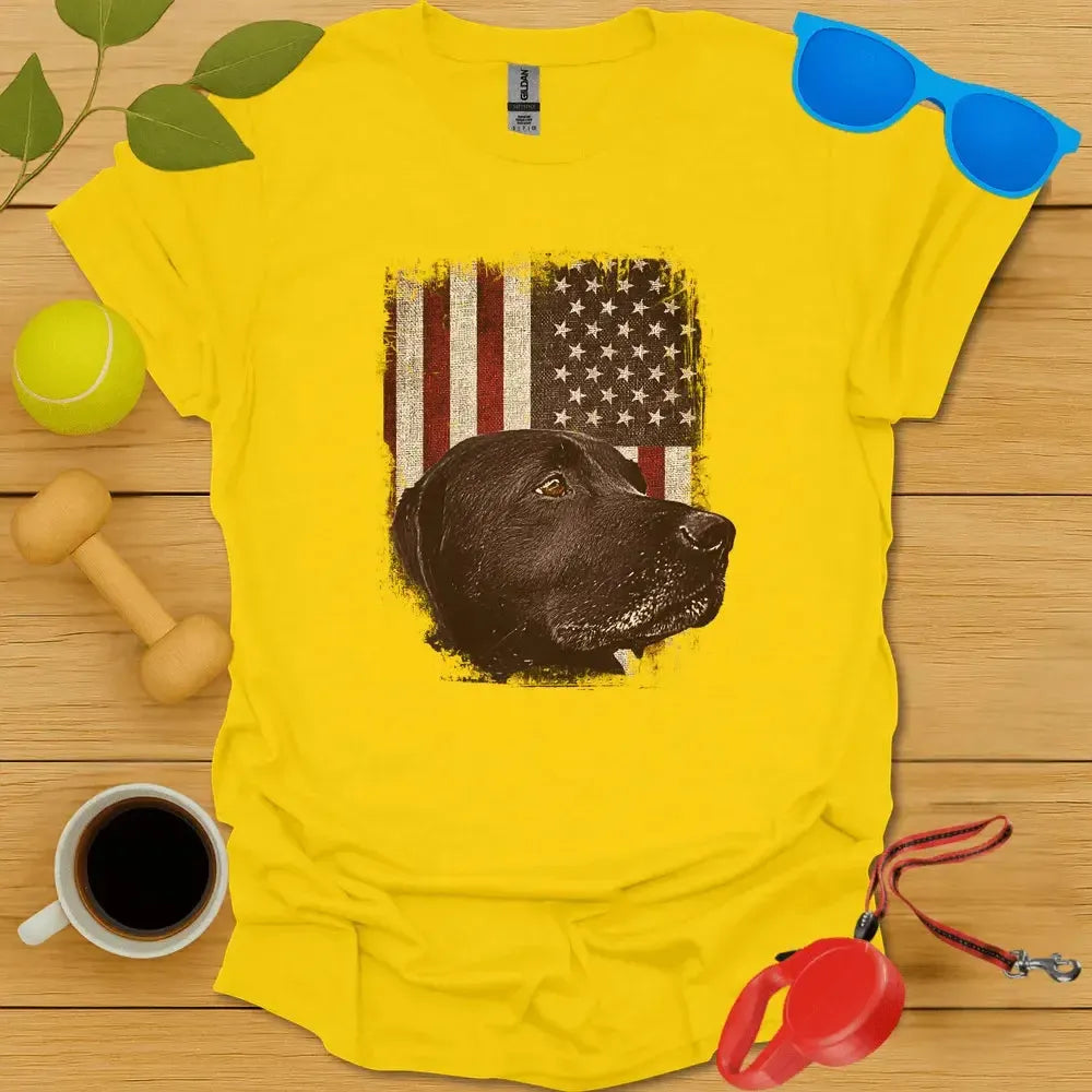 Black Lab American Flag Tee