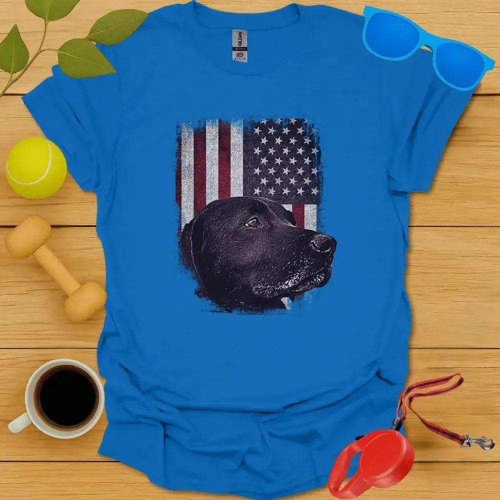 Black Lab American Flag Tee