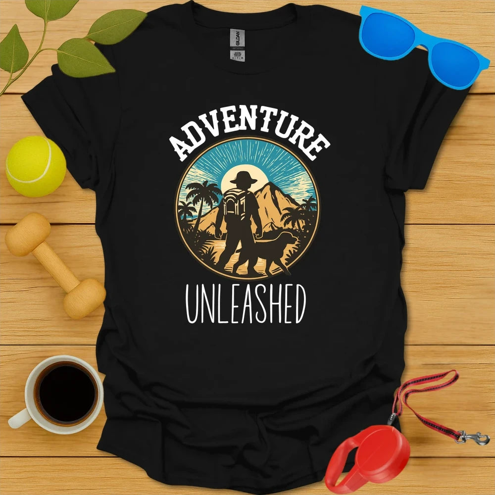 Adventure Unleashed | Hiking Dog Lover T-Shirt - Black