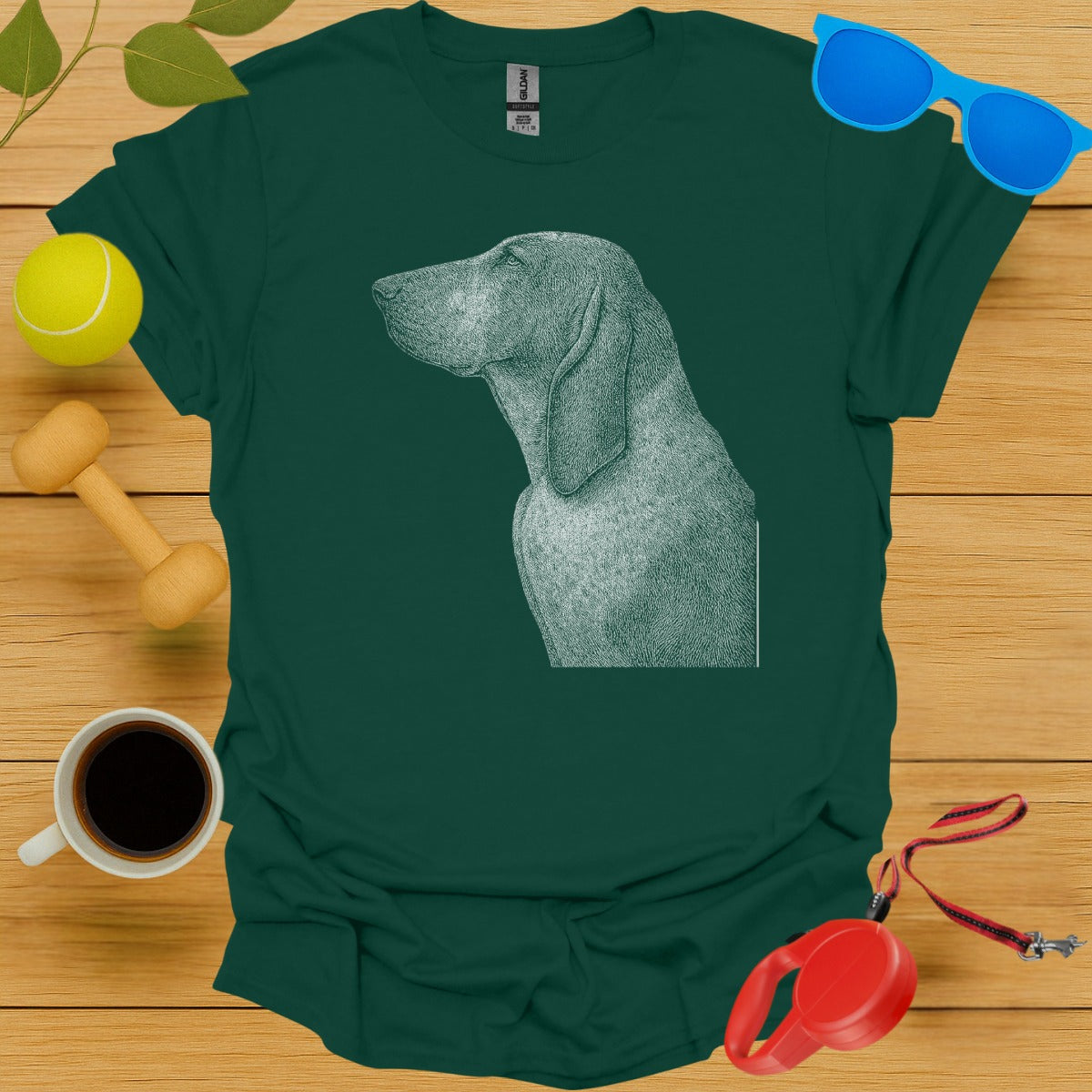 Classic Dog Illustration Green T-Shirt product
