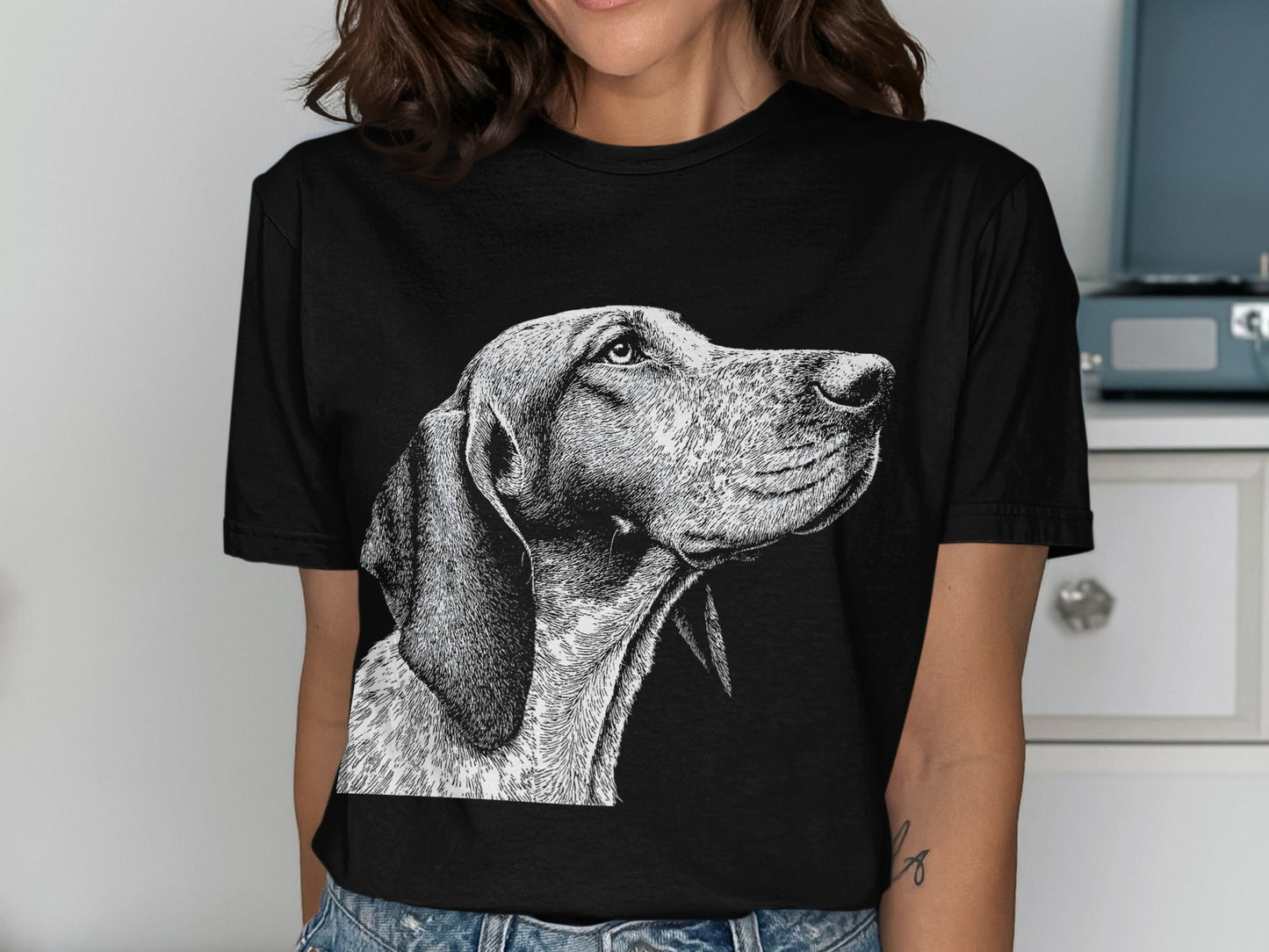 Detailed Dog Illustration Short Sleeve T-Shirt product type