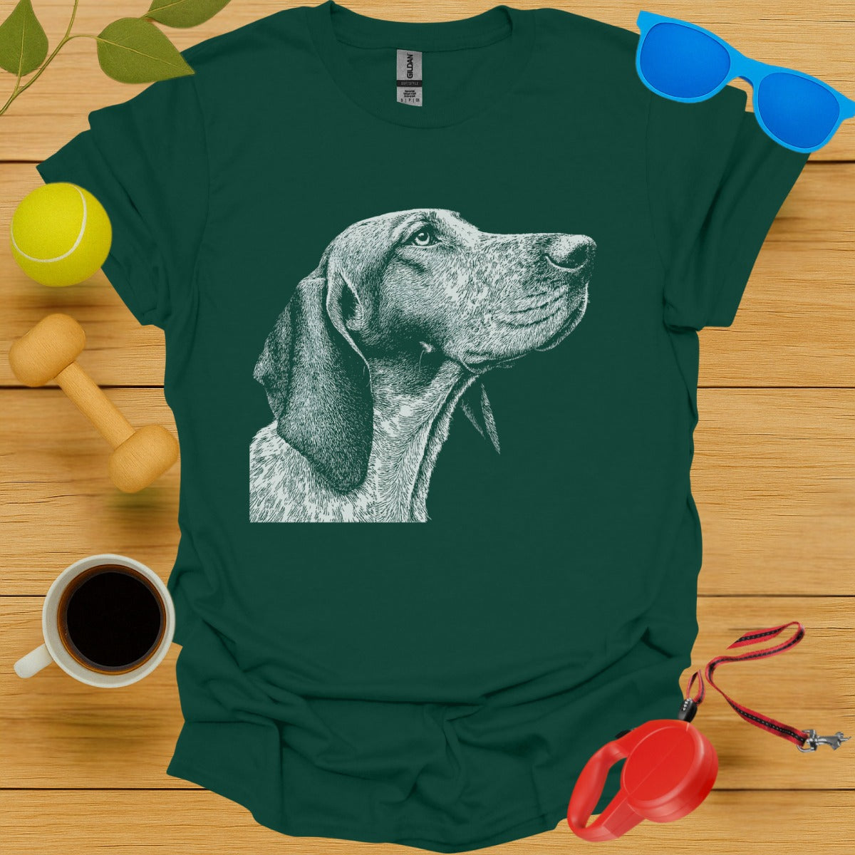 Thoughtful Hunting Dog Art Green T-Shirt product