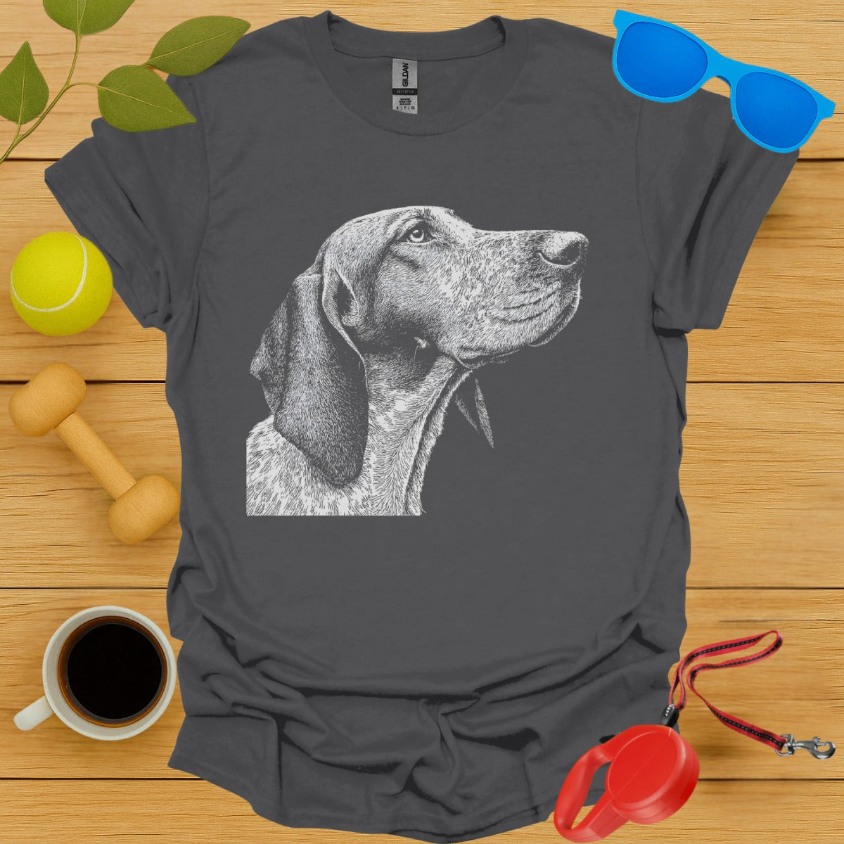 Dog Portrait Graphic Design on Gray T-shirt product