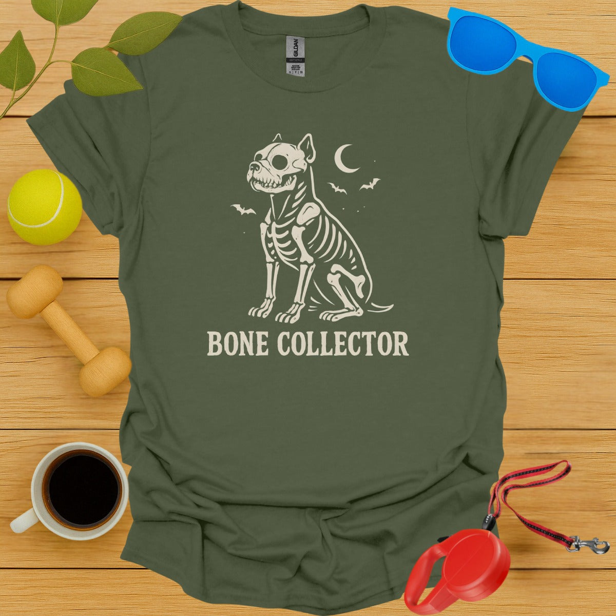 Unique Skeleton Dog Design Bone Collector Tee product type