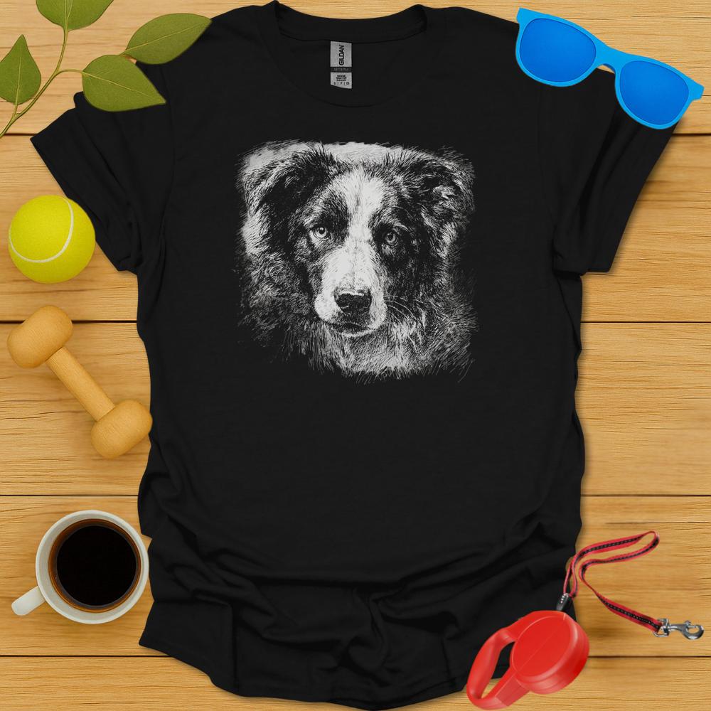 Border Collie Sketch Portrait Tee