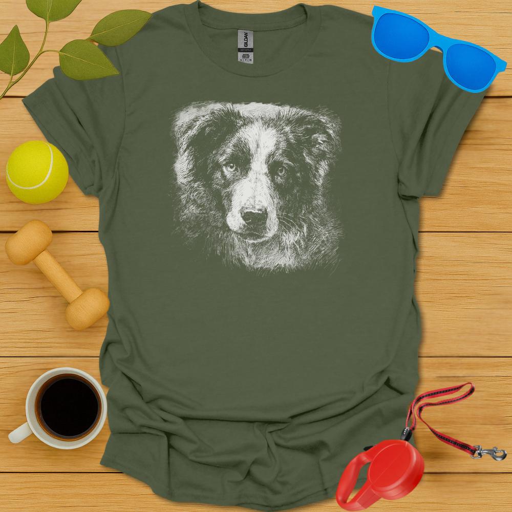 Border Collie Sketch Portrait Tee