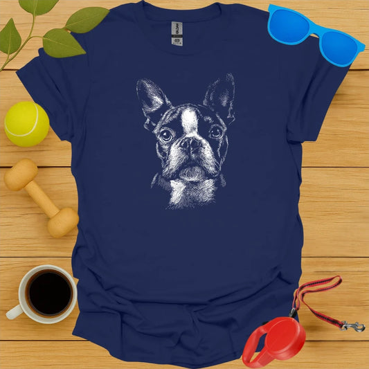 Boston Terrier Portrait Sketch Tee