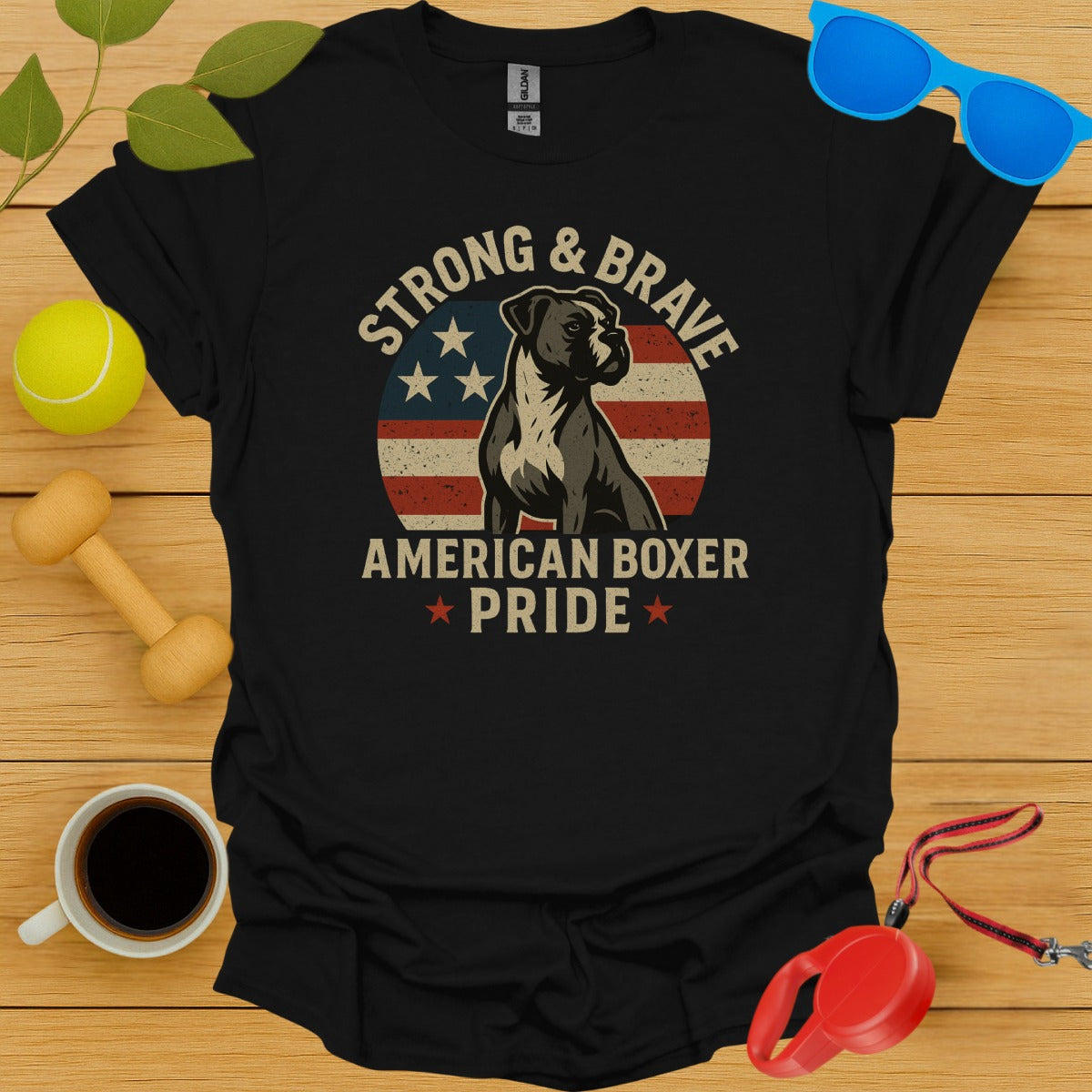 Strong Brave American Boxer Pride Black T-shirt product