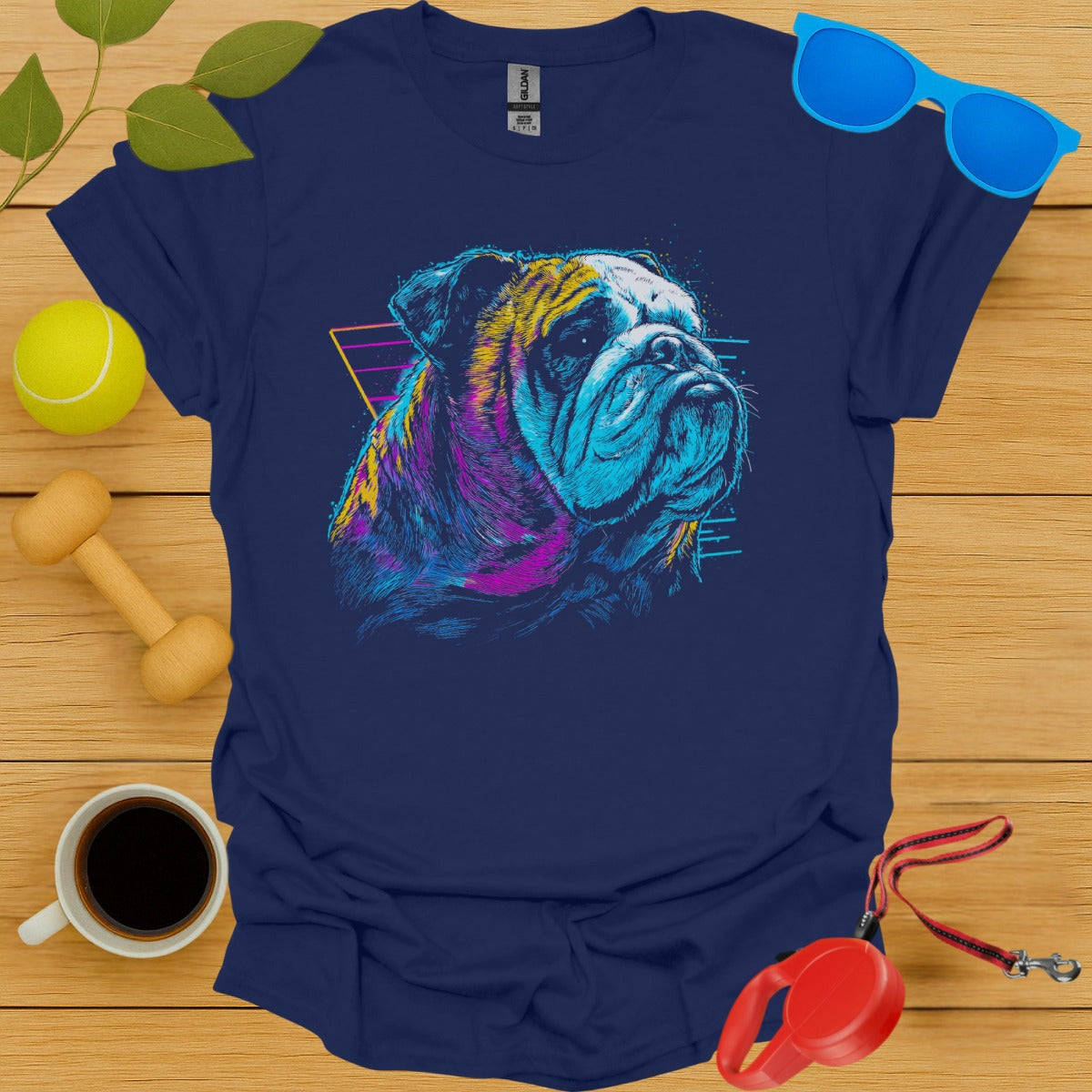 Colorful Bulldog Design on T-Shirt product