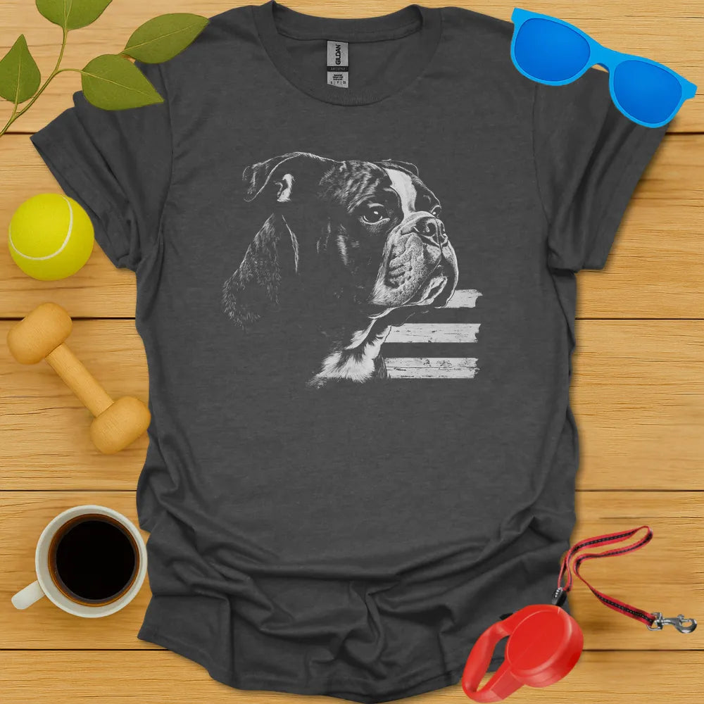Bulldog Boston English Flag Tee - Dark Heather