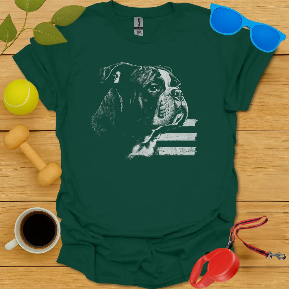 Bulldog Boston English Flag Tee - Forest Green