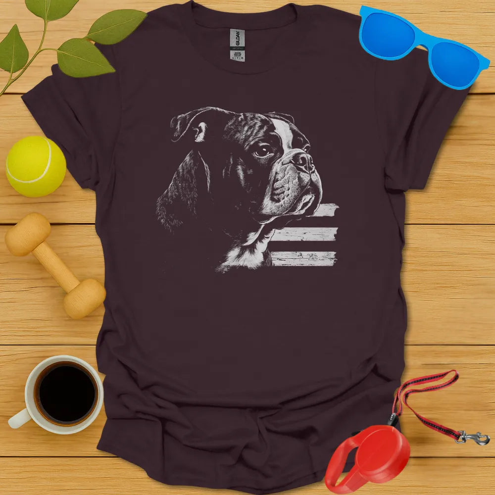 Bulldog Boston English Flag Tee - Dark Chocolate