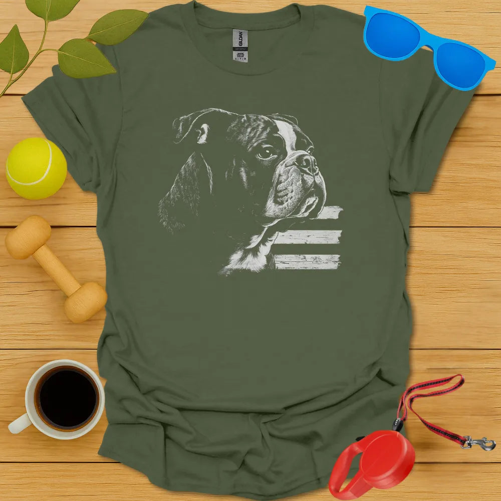 Bulldog Boston English Flag Tee - Military Green
