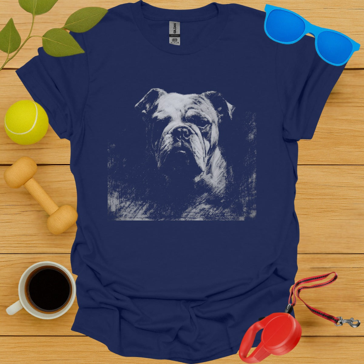Bulldog Illustration on Navy Blue Dog Lover Product