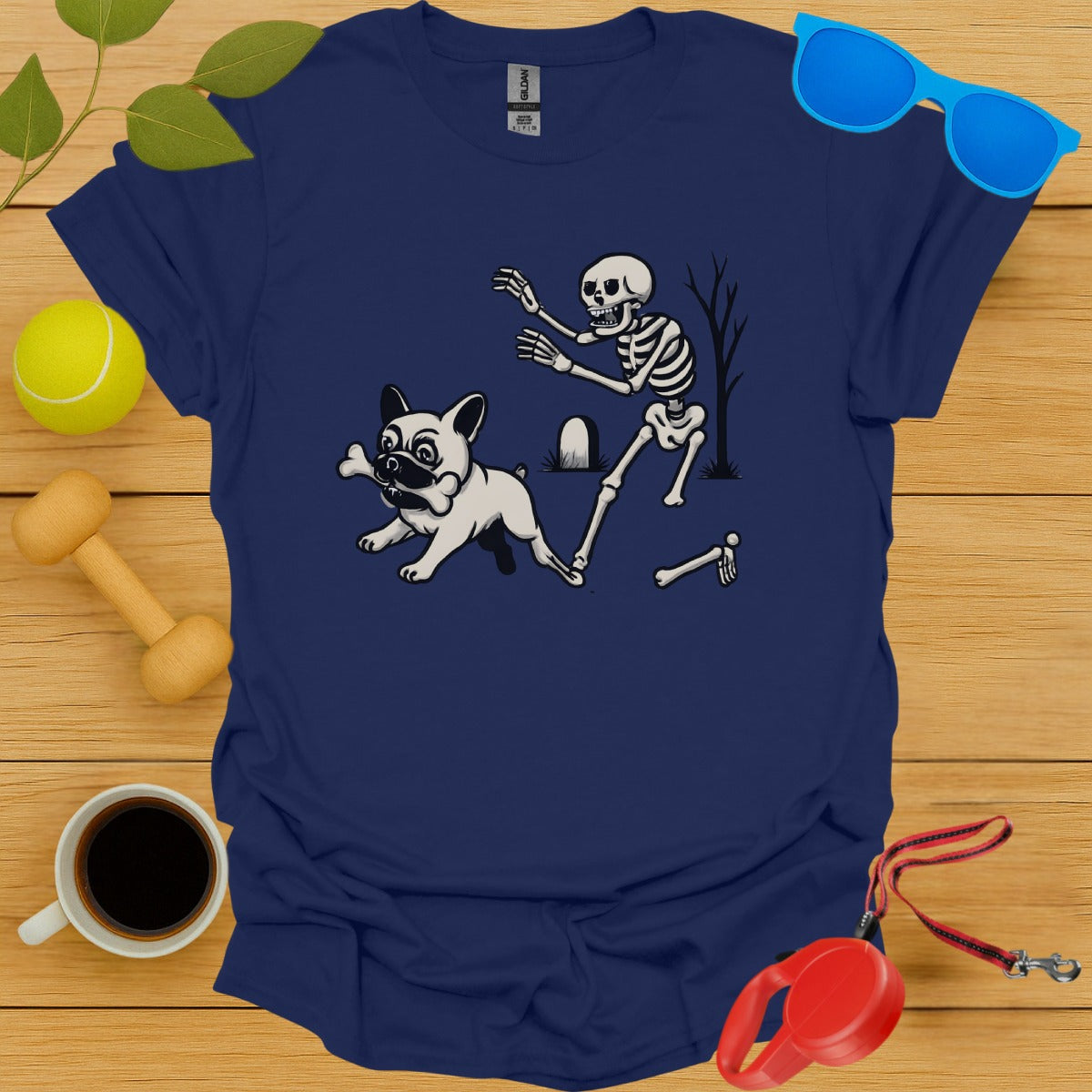 Funny Skeleton and Dog Graphic T-shirt product type