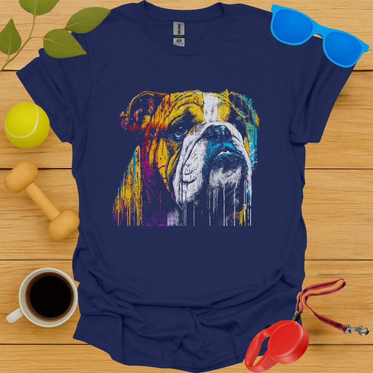 Artistic Colorful Bulldog Graphic T-shirt product type