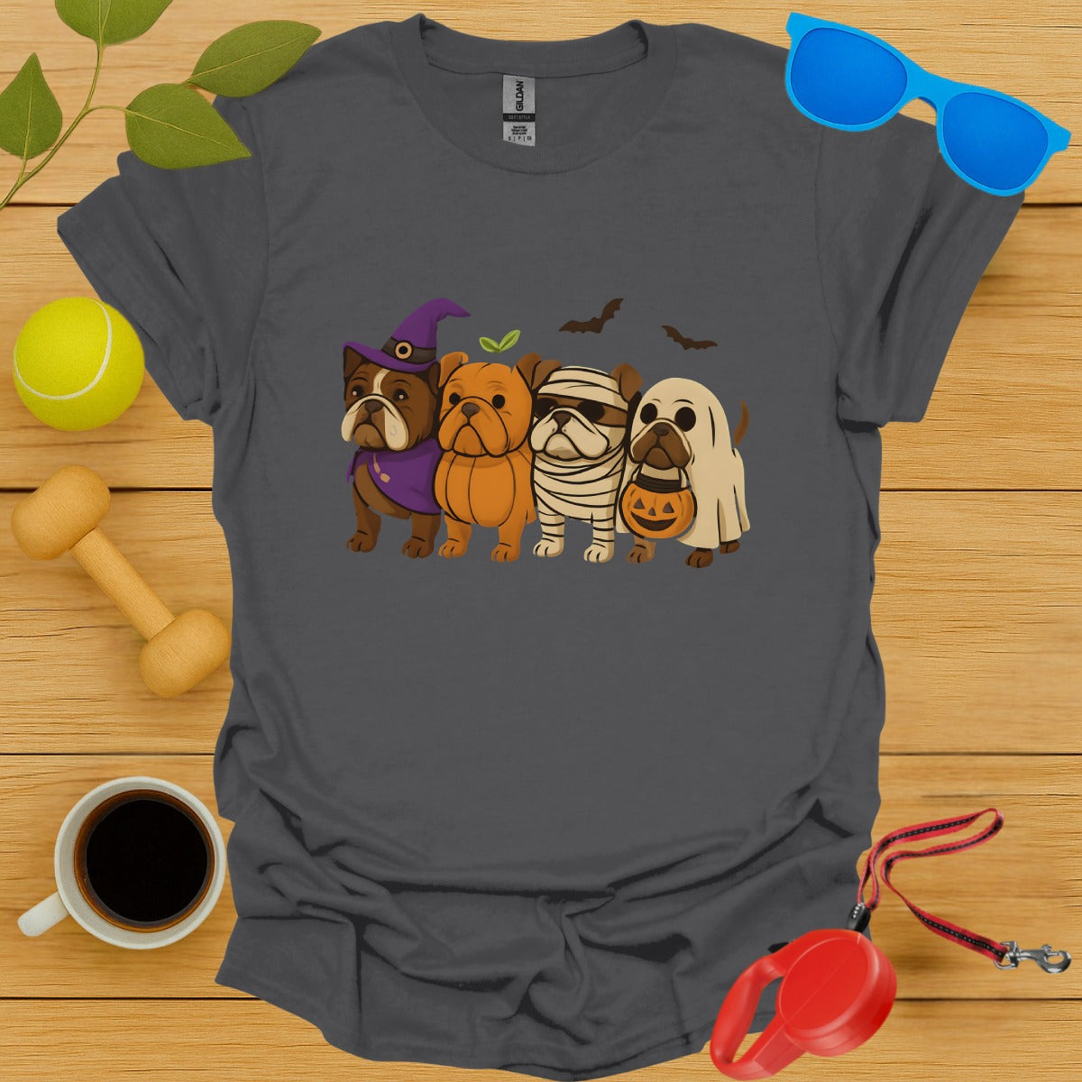 Cute Halloween Dogs Graphic Grey T-Shirt product