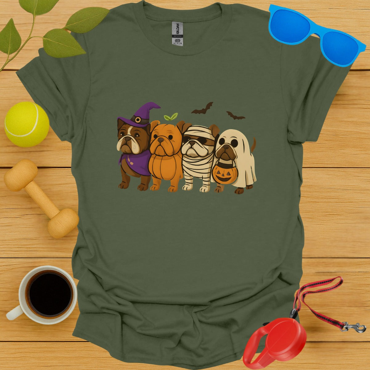 Adorable Halloween Bulldogs Print Pattern t-shirt product type