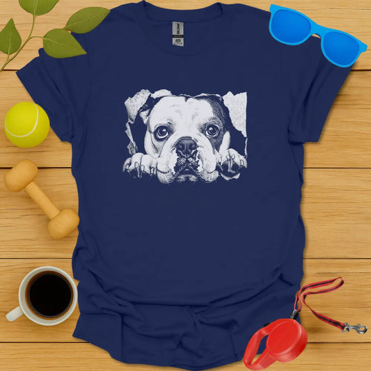 Bulldog Peaking Teepeaking T Shirt - Navy
