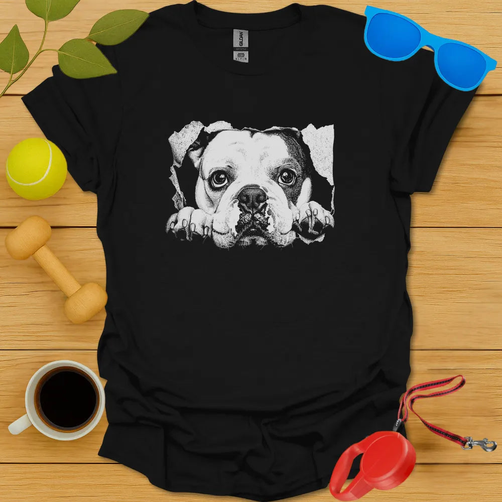 Bulldog Peaking Teepeaking T Shirt - Black