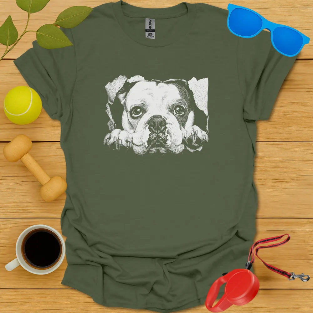 Bulldog Peaking Teepeaking T Shirt - Military Green