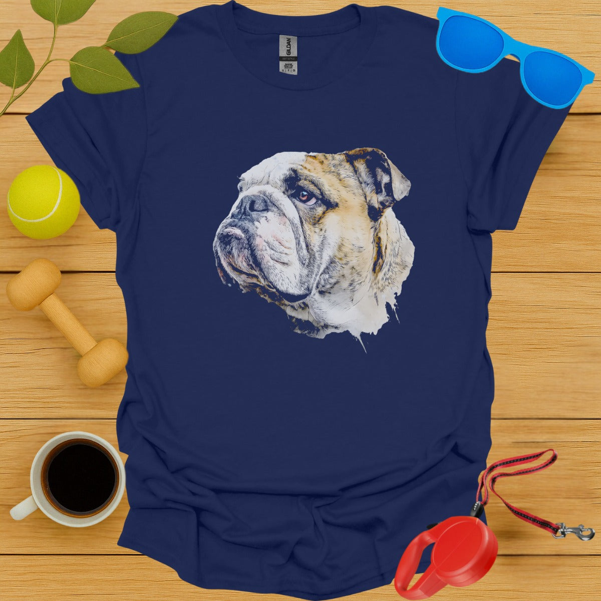 Bulldog Design on Navy Blue Dog Themed Shirt product