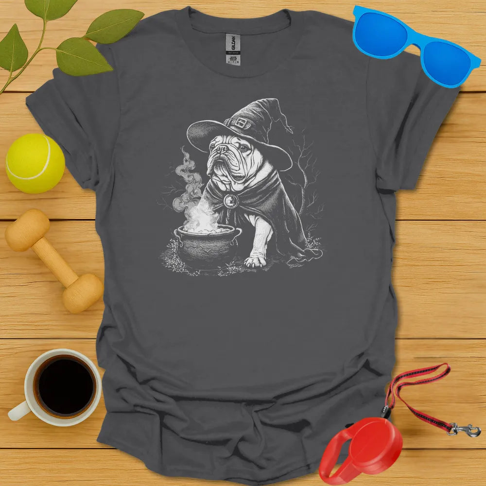 Bulldog Witch T Shirt - Charcoal