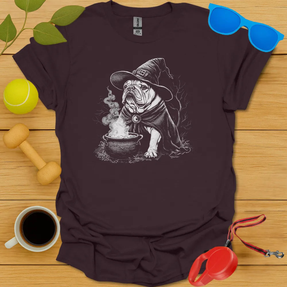 Bulldog Witch T Shirt - Dark Chocolate
