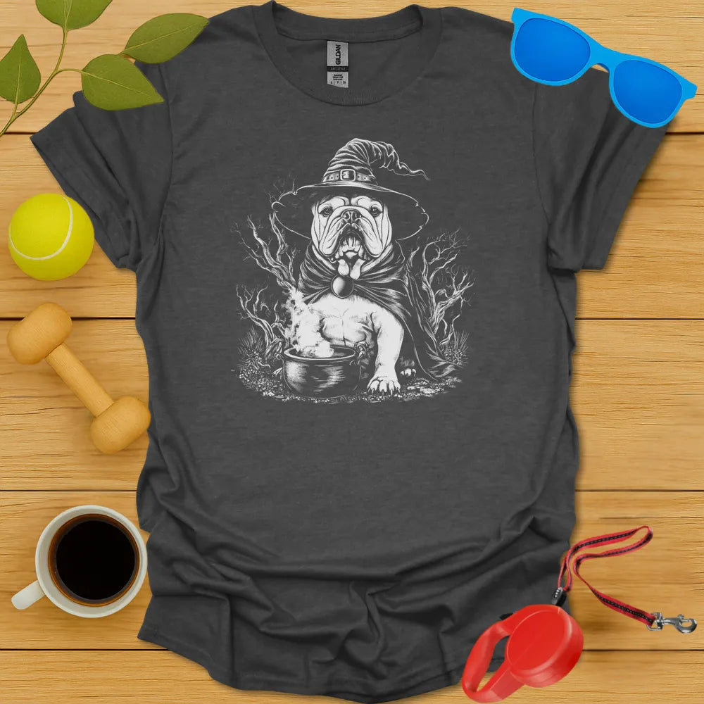 Bulldog Witch Tee - Dark Heather