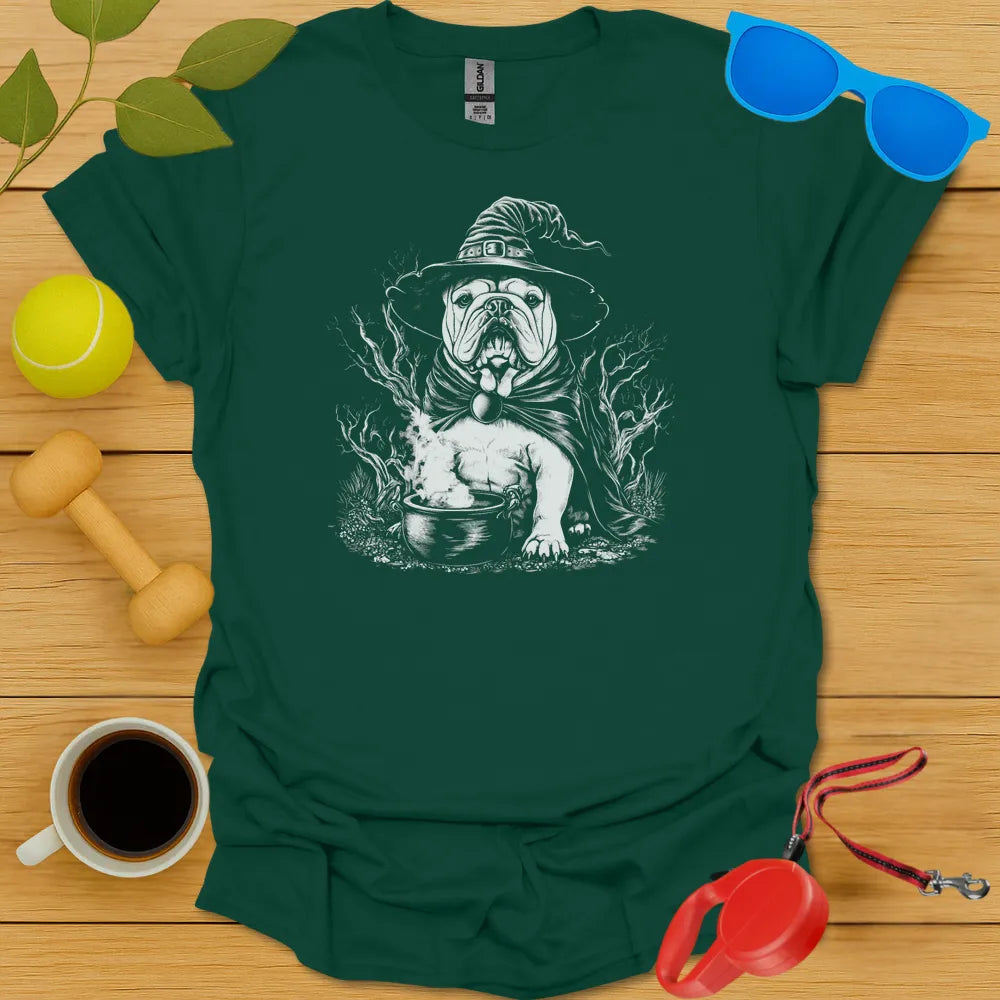 Bulldog Witch Tee - Forest Green