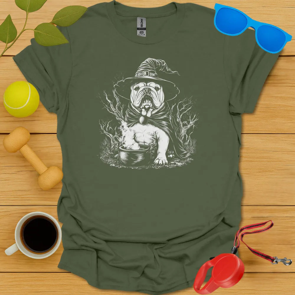 Bulldog Witch Tee - Military Green