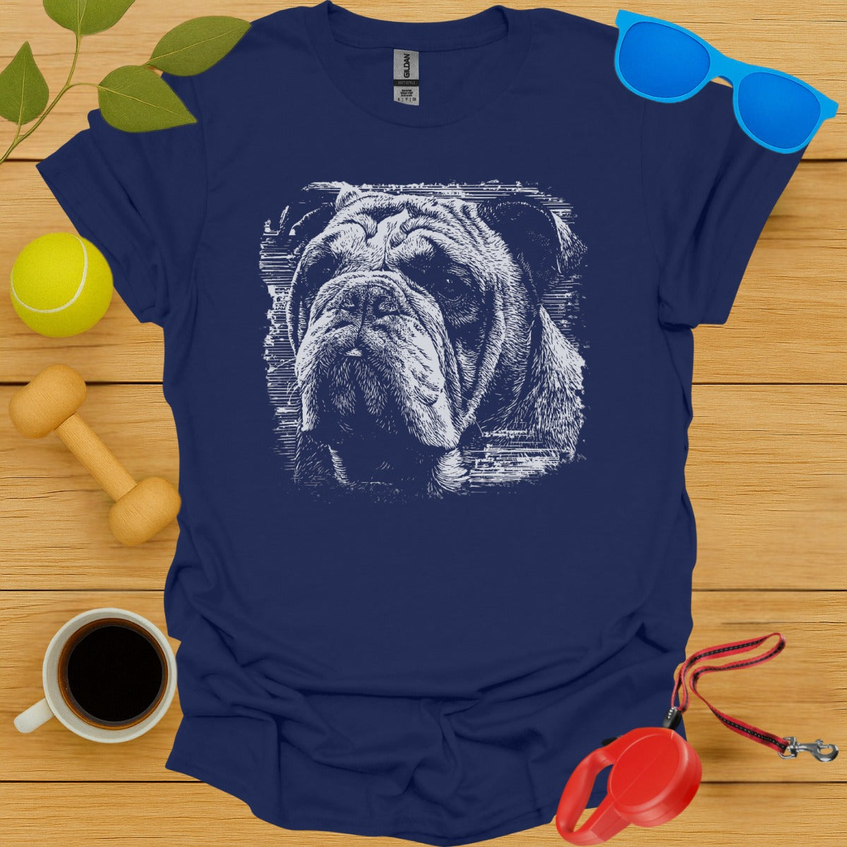 Blue T-shirt with Bulldog Print Casual Wear product