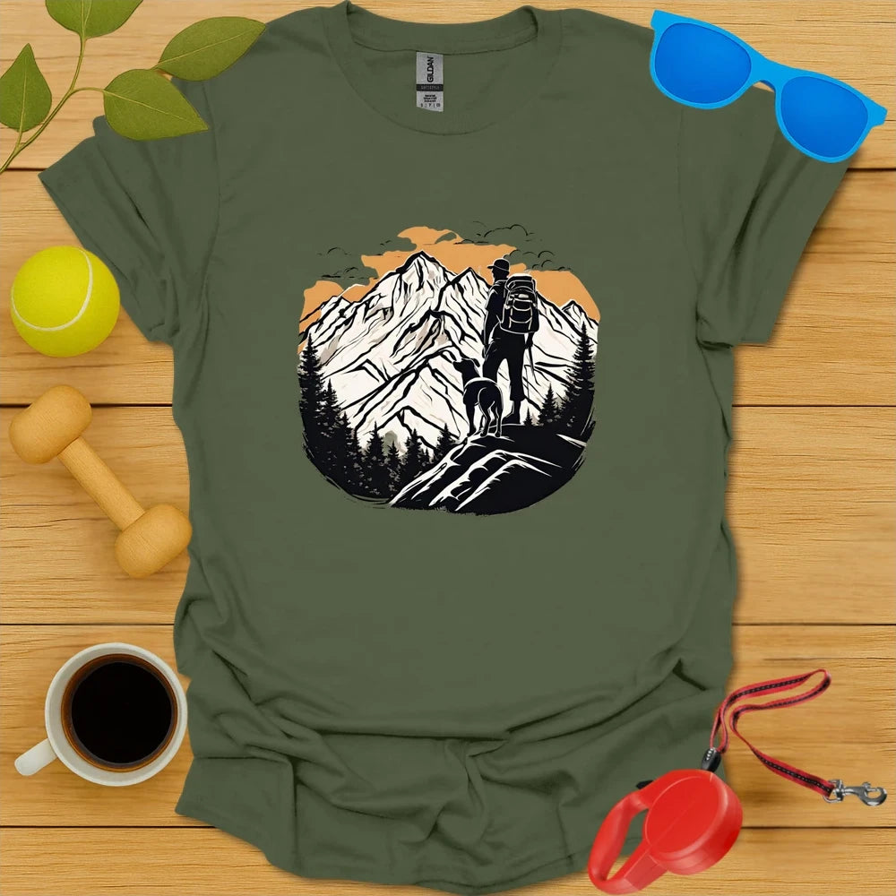 Conquer Peaks Together | Dog Hiking Shirt - Military Green
