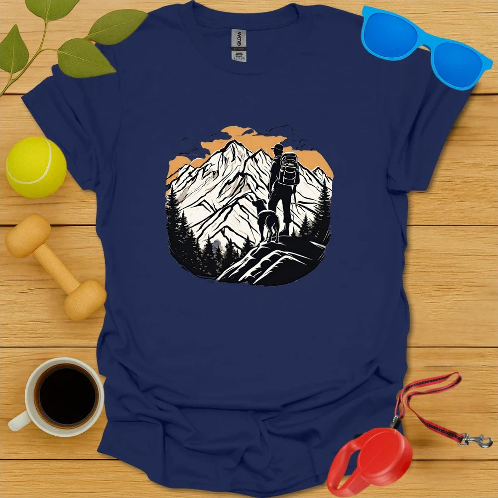 Conquer Peaks Together | Dog Hiking Shirt - Navy
