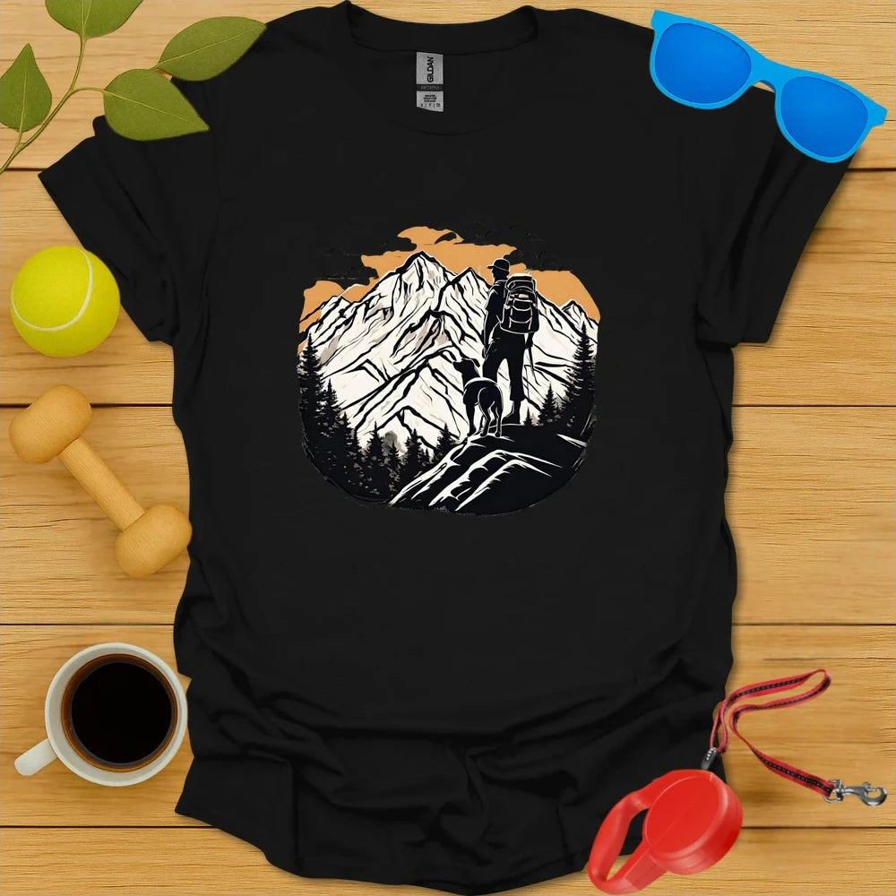 Conquer Peaks Together | Dog Hiking Shirt - Black