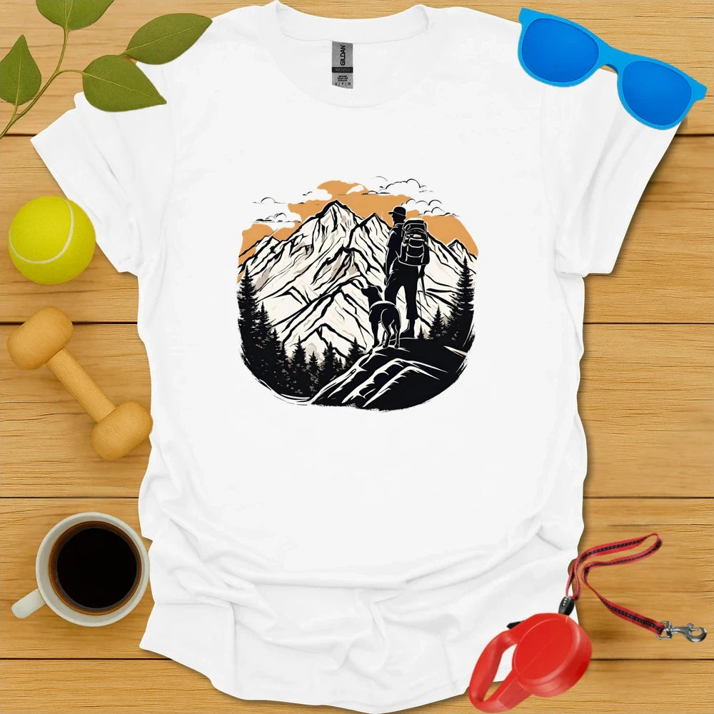 Conquer Peaks Together | Dog Hiking Shirt - White