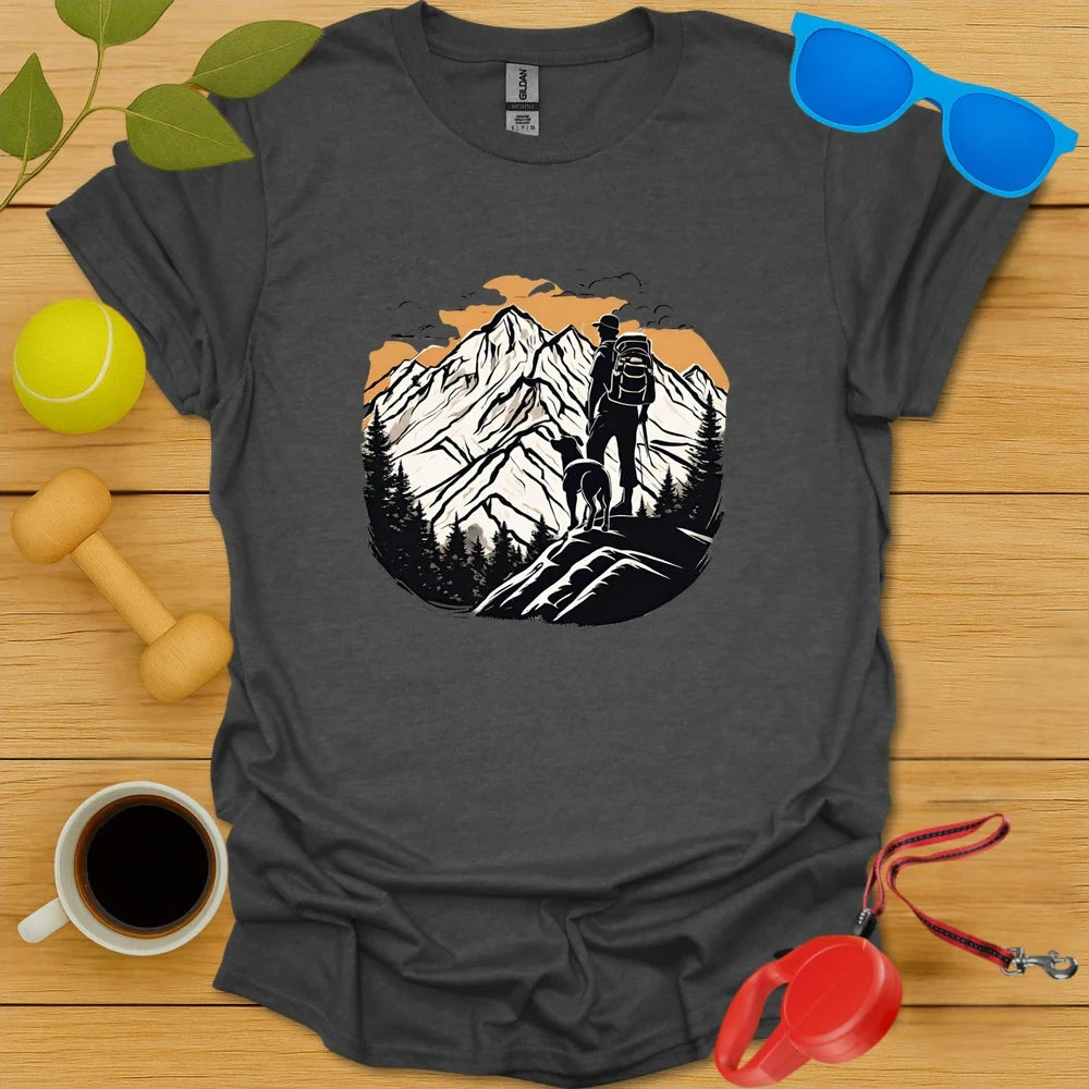 Conquer Peaks Together | Dog Hiking Shirt - Dark Heather