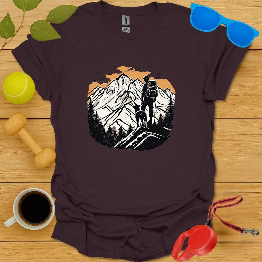 Conquer Peaks Together | Dog Hiking Shirt - Dark Chocolate