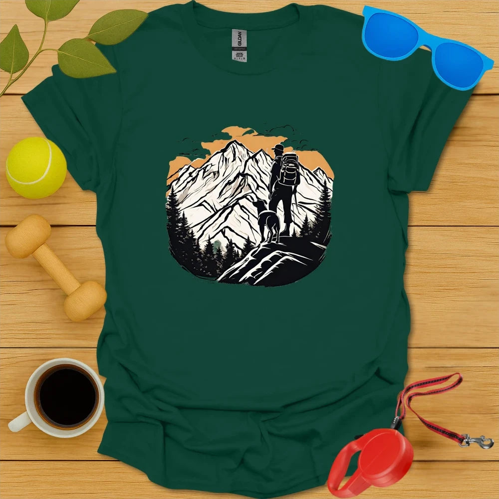 Conquer Peaks Together | Dog Hiking Shirt - Forest Green