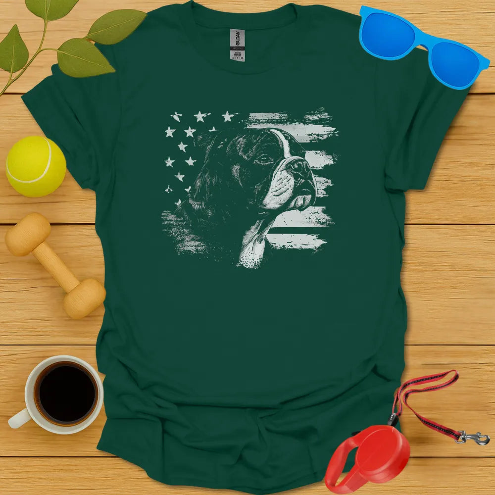 Continental Bulldog Flag T Shirt - Forest Green