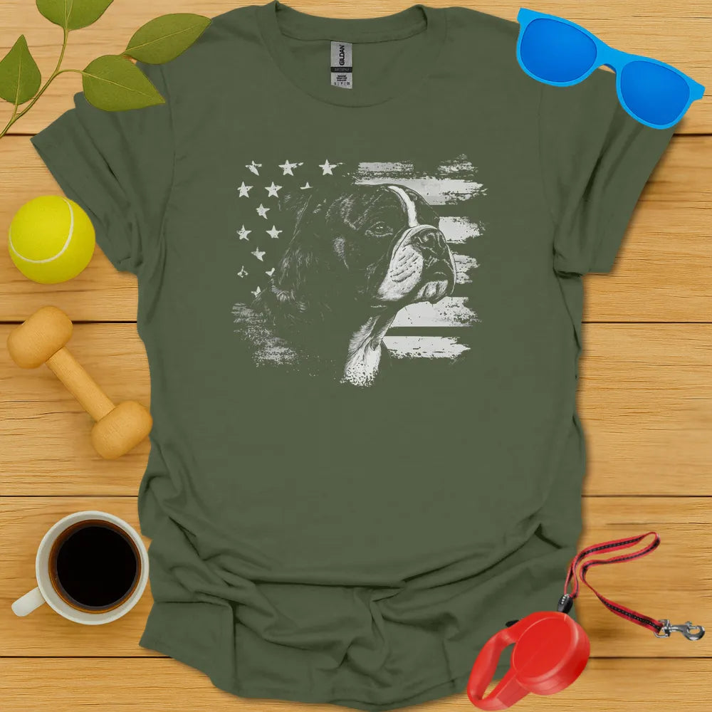 Continental Bulldog Flag T Shirt - Military Green