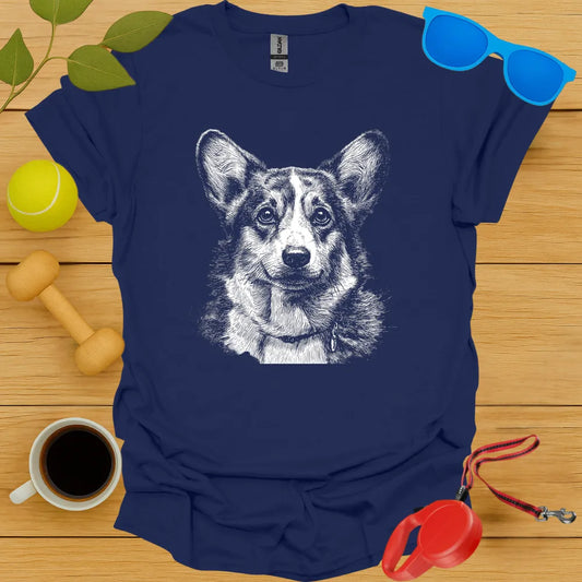 Corgi Monochrome Portrait Tee