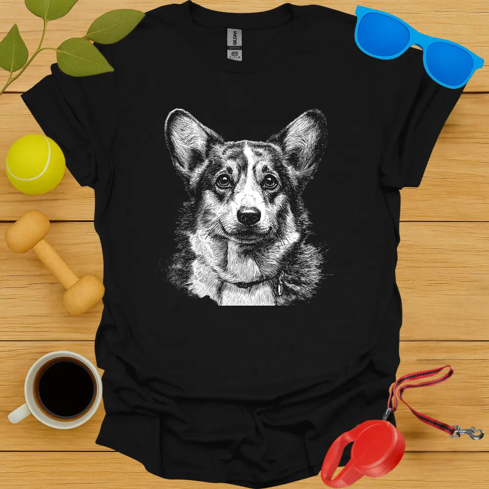 Corgi Monochrome Portrait Tee