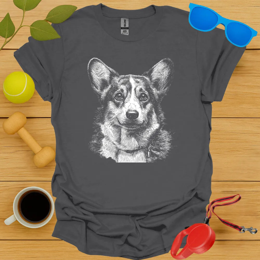 Corgi Monochrome Portrait Tee