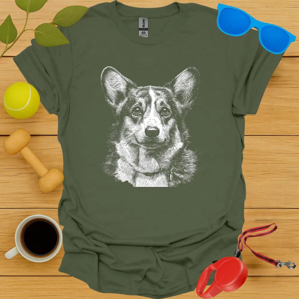 Corgi Monochrome Portrait Tee