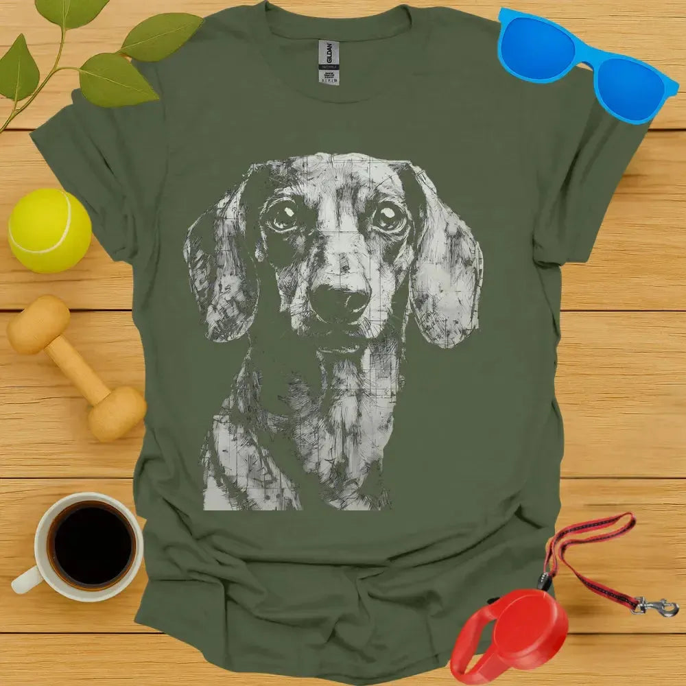 Dachshund Portrait Sketch Tee