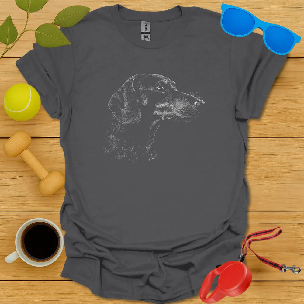 Dachshund Sketch T Shirt - Charcoal
